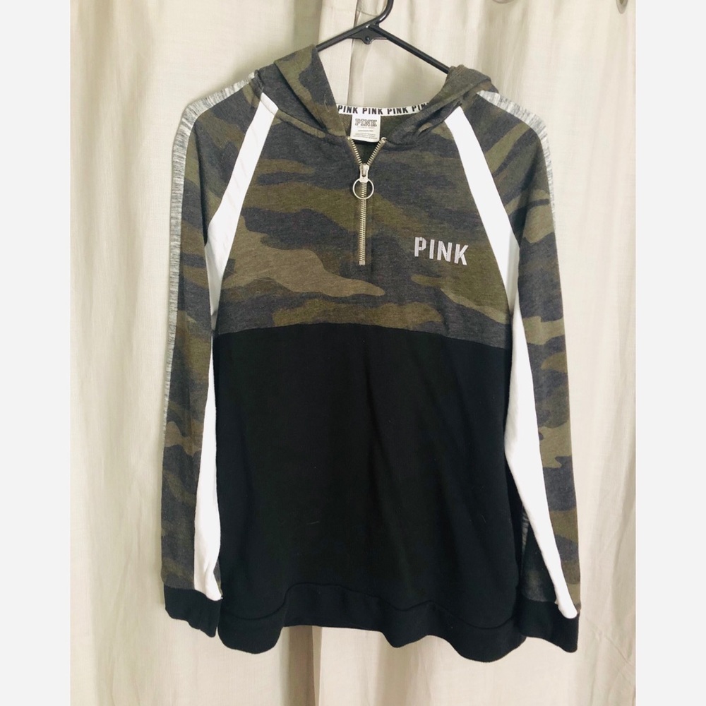 PINK Quarter-Zip Camo Hoodie
